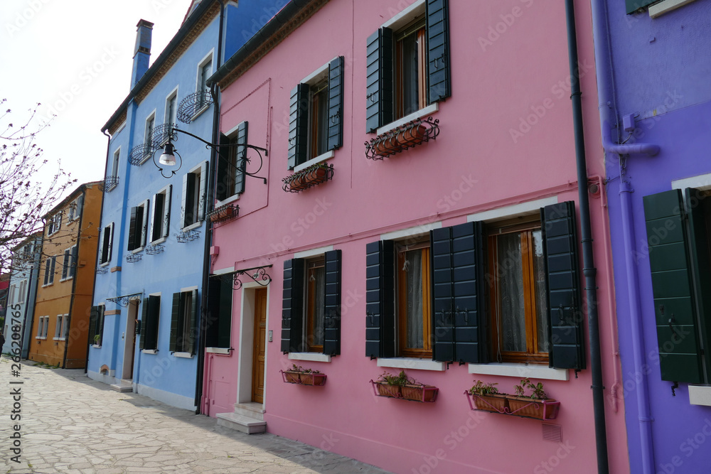 tourist in coloured italian house