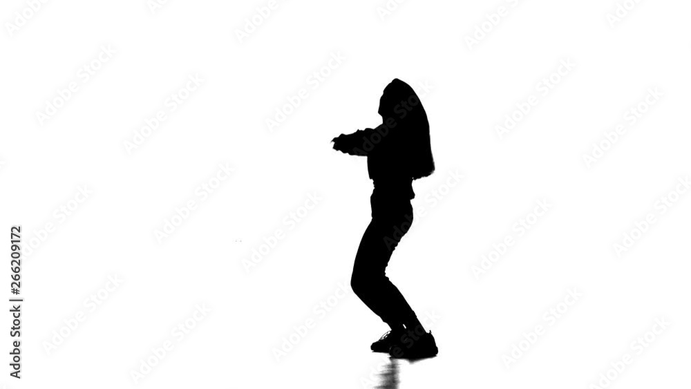 black silhouette on white background, girl dancing hip hop, street dancing black silhouette on white background, girl dancing hip hop, street dancing