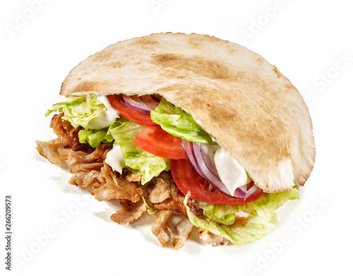 doner kebab on white background photo