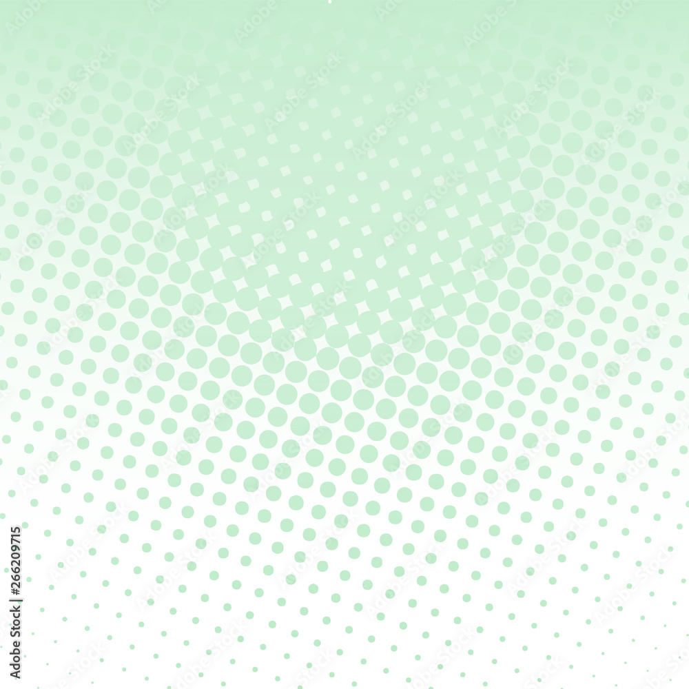 Light green and white pop art background in retro comic style with halftone dots, vector illustration of backdrop with isolated dots