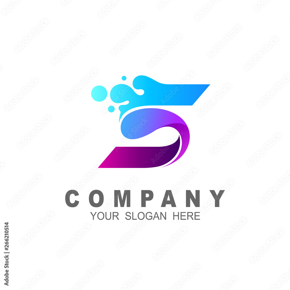 Letter s in water drop logo template