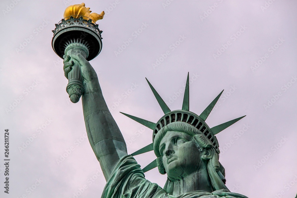 Fototapeta premium Nice view on isolated Statue of Liberty New York. Beautiful backgrounds. 