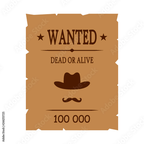 retro poster Wanted offender for reward. portrait of the killer. flat vector illustration