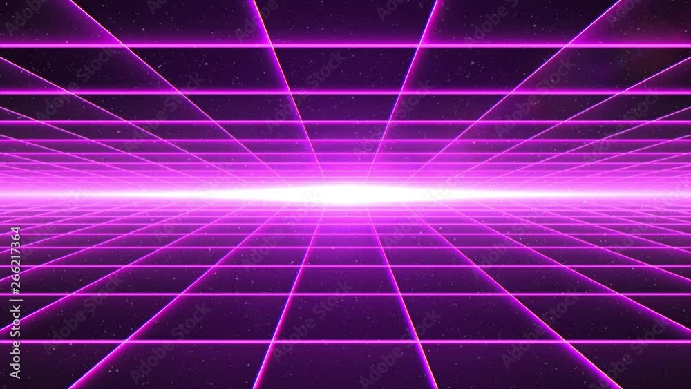 Flying through matrix grid tunnel into space