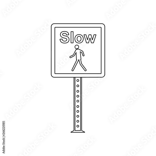 Slow pedestrian sign colored icon. Element of road signs and junctions for mobile concept and web apps icon. Outline, thin line icon for website design and development, app
