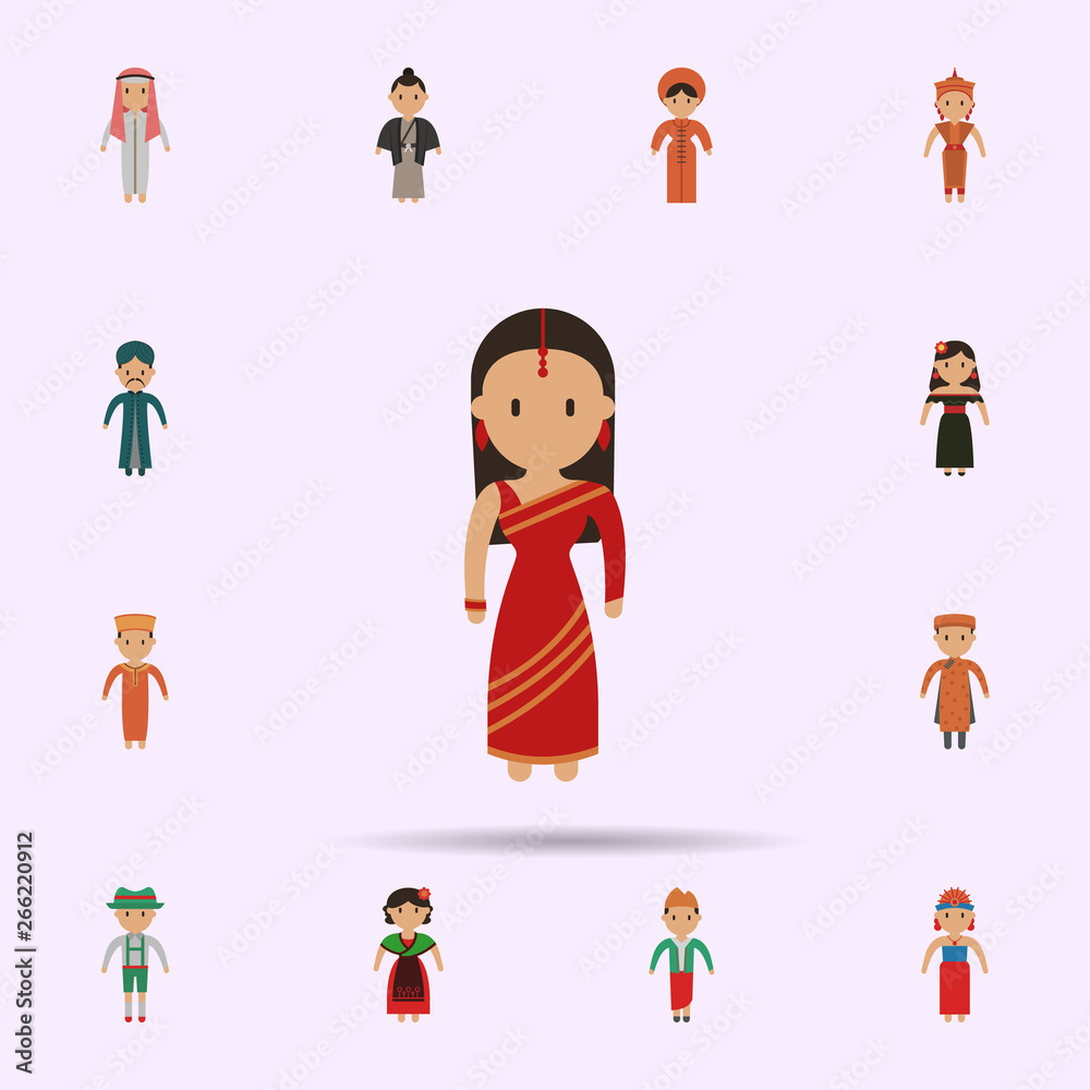 Fototapeta premium Indian, woman cartoon icon. Universal set of people around the world for website design and development, app development