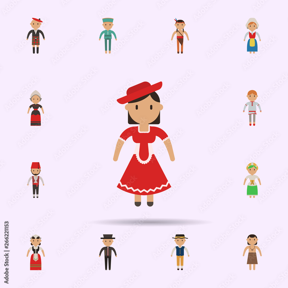 Chilean, woman cartoon icon. Universal set of people around the world for website design and development, app development