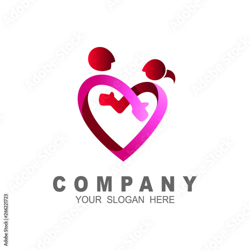 People hug each other, friends embrace - love vector logo. This also represents reunion