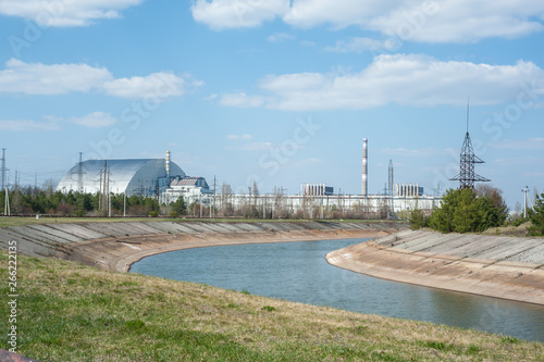 View on Chernobyl nuclear station, 4-th power unit with sarcophagus on sunny weather © Денис Ржанов