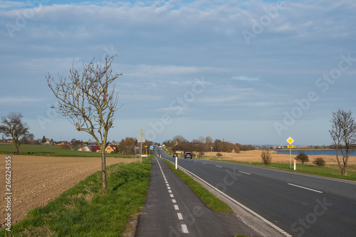 Road towards Town of Kalvehave in Denmark