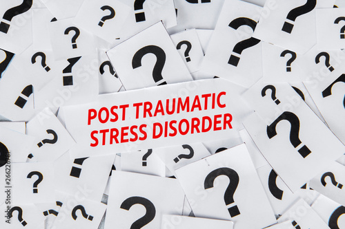 Post traumatic stress disorder text over papers