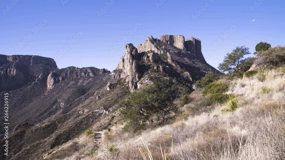 Dolly shot of the Emory peak, low angle shot moving right
