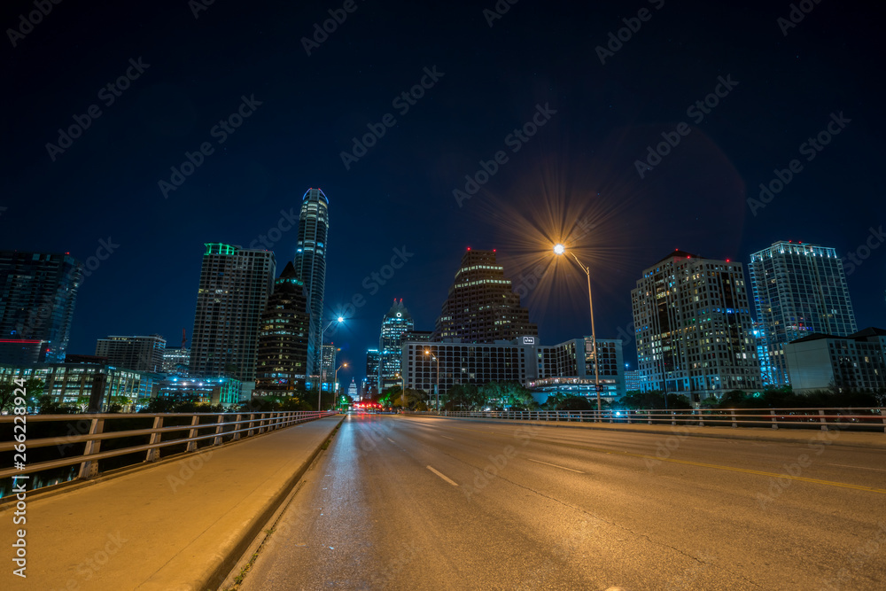 Low Angle View of Downtown Austin At Night Low Angle View of Downtown Austin At Night