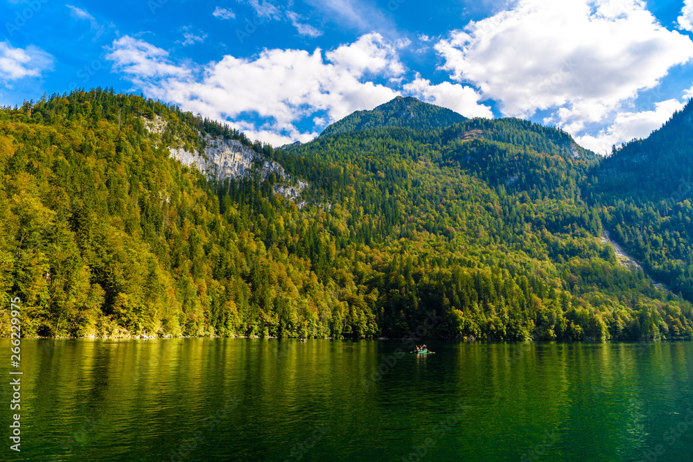 Koenigssee lake with Alp mountains, Konigsee, Berchtesgaden Nati