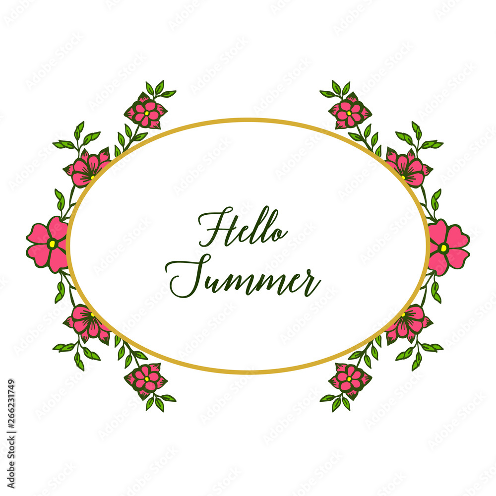 Vector illustration design artwork red wreath frame for greeting card hello summer