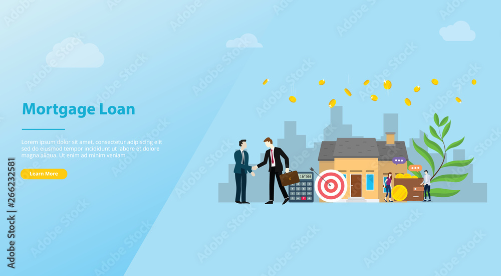mortgage loan or home real estate buy concept for website template banner or landing homepage - vector