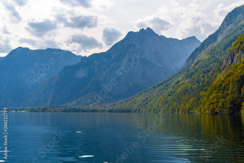 Koenigssee lake with Alp mountains  Konigsee  Berchtesgaden National Park  Bavaria  Germany