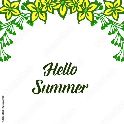 Vector illustration art yellow bouqet frame with template hello summer