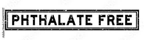 Grunge black phthalate free word square rubber seal stamp on white background