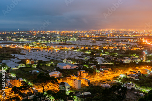 Night aerial view of the Yilan cityscape