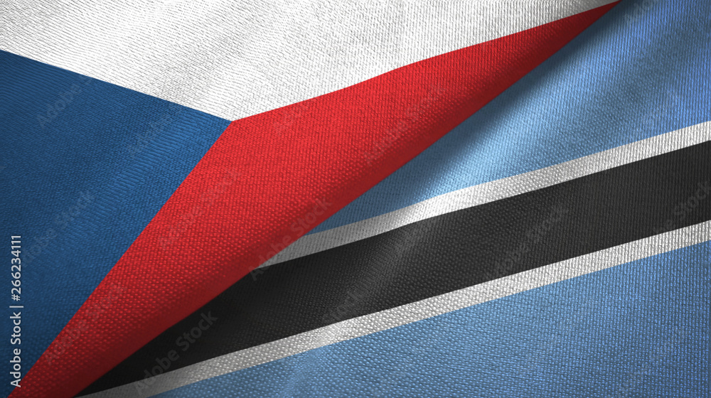 Czech Republic and Botswana two flags textile cloth, fabric texture Czech Republic and Botswana two flags textile cloth, fabric texture