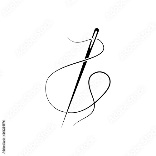 black needle icon, sewing vector
