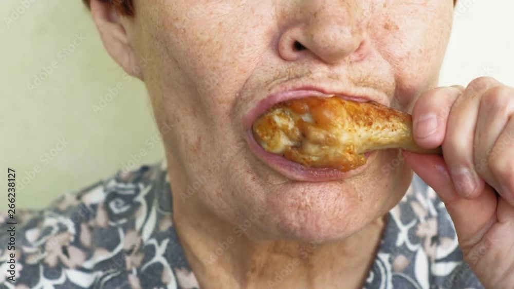 old woman eating choices eating vegetables or chicken old woman eating choices eating vegetables or chicken