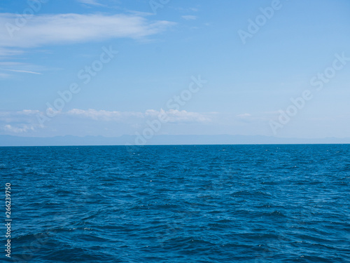 Landscape of sea horizon seascape under blue sky