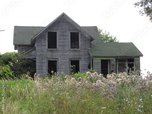 Abandoned house in a field