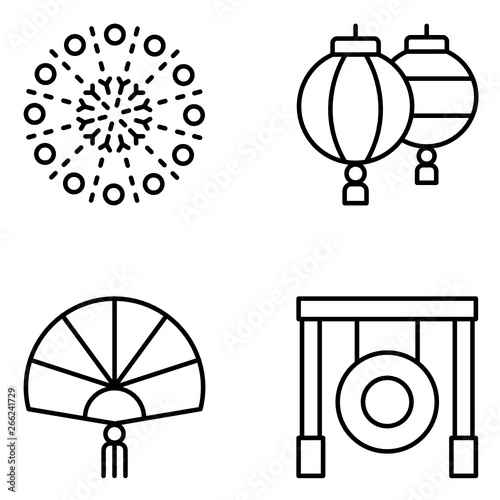 Chinese New Year Vector Line Icon Set