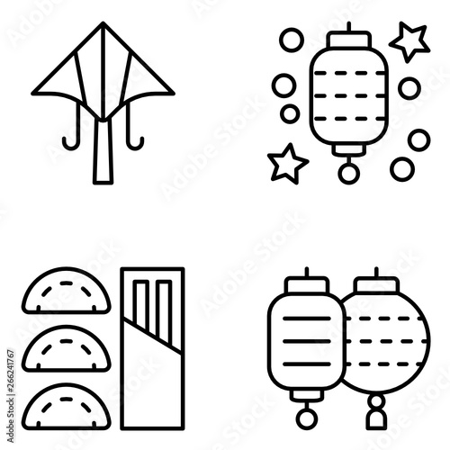 Chinese New Year Vector Line Icon Set