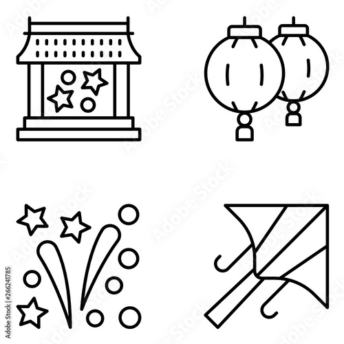 Chinese New Year Vector Line Icon Set