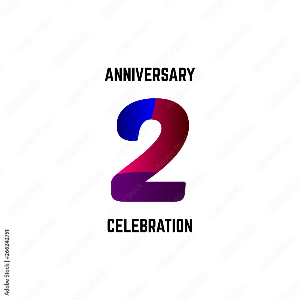 2 Year Anniversary Celebration Logo Vector Template Design Illustration