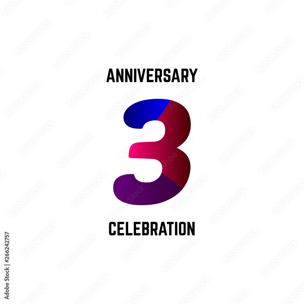 3 Year Anniversary Celebration Logo Vector Template Design Illustration 3 Year Anniversary Celebration Logo Vector Template Design Illustration