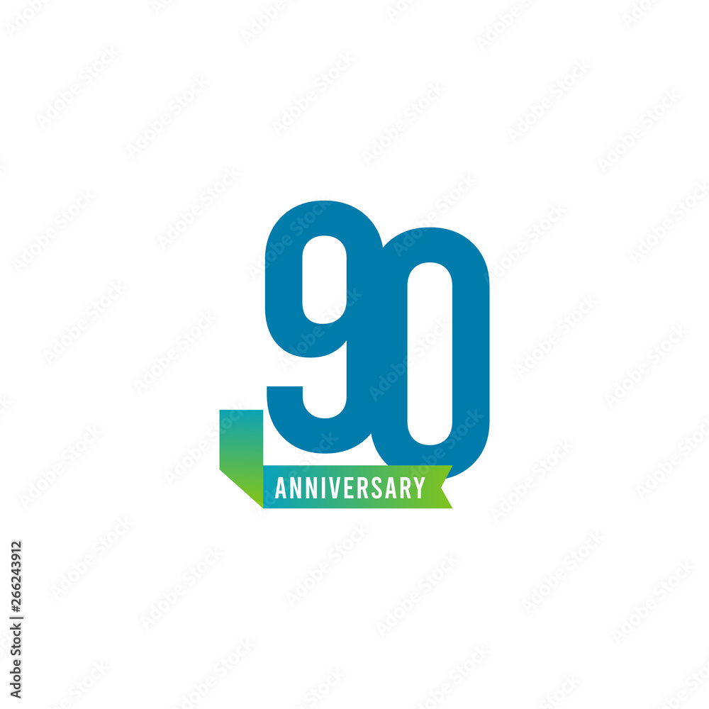 90 Year Anniversary Logo Vector Template Design Illustration