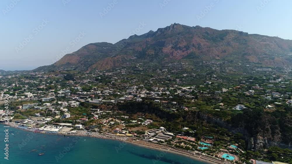 Aerial of Ischia island summer Aerial of Ischia island summer