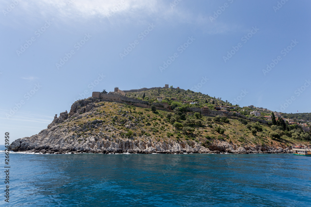 Summer travel concept. Castle rock of Alanya