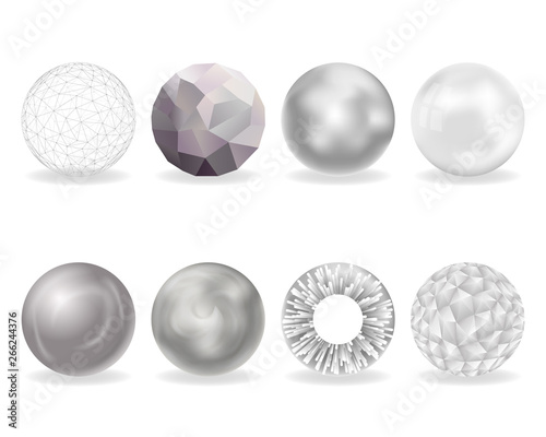 Isolated on white abstract balls burst 3d curl polygonal set decoration design isolated vector illustration