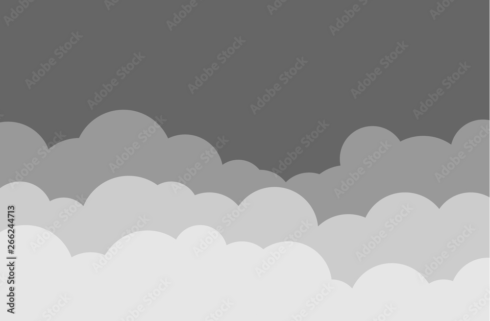 Sky and clouds vector cloudy cartoon isolated on dark background