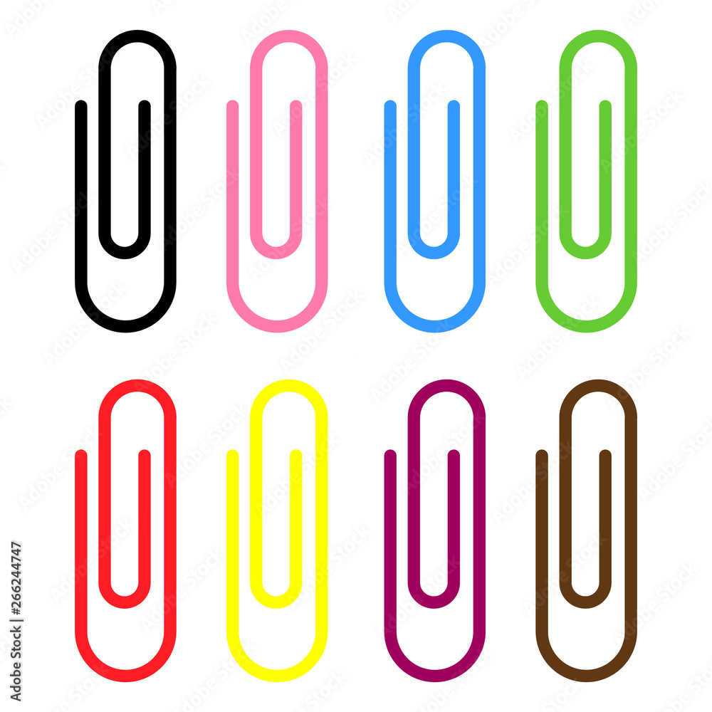 Paper clip, black color isolated on white background. School element vector Paper clip, black color isolated on white background. School element vector