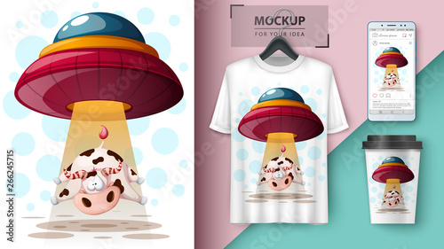 Ufo, cow - mockup for your idea.