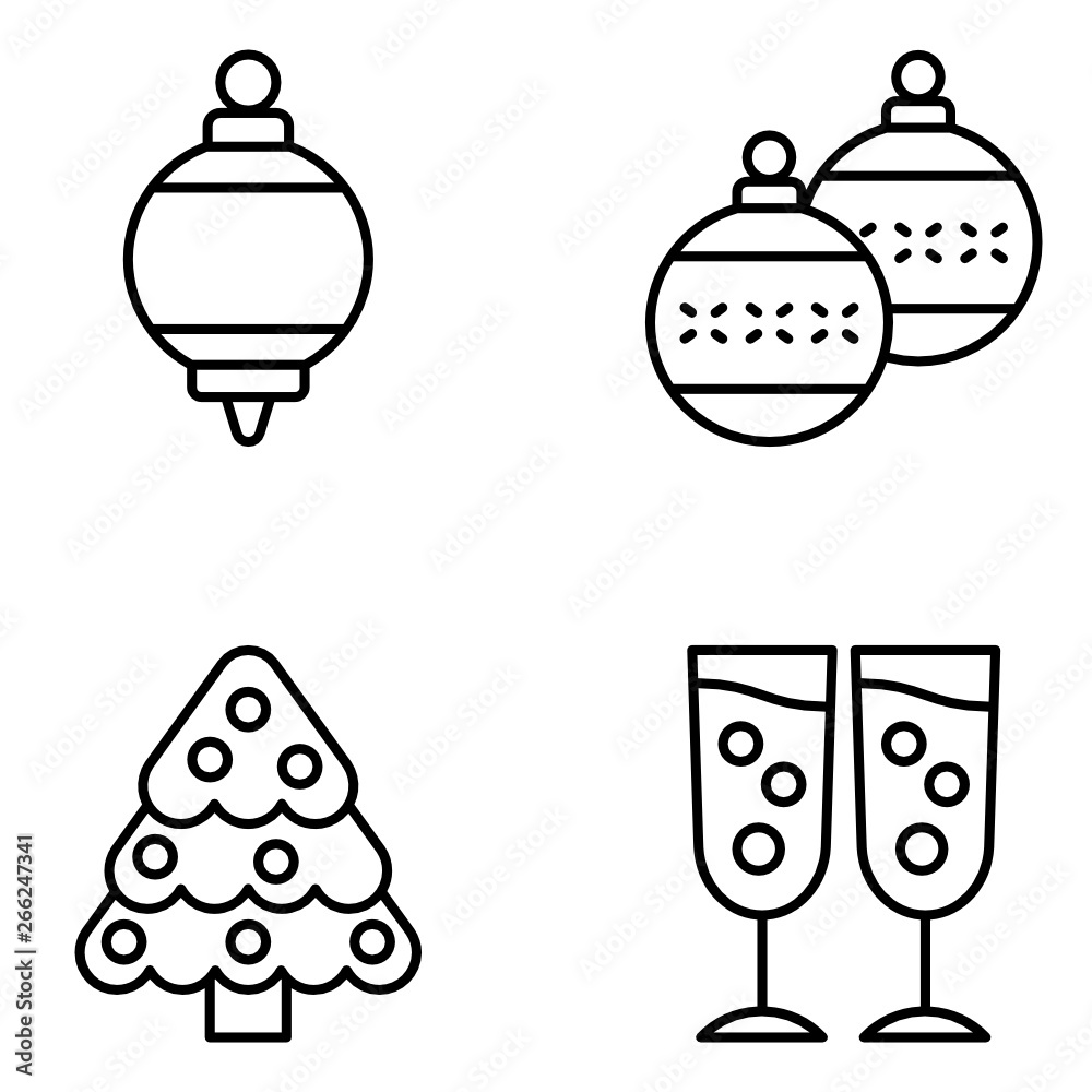 Obraz premium Christmas Vector Line Icon Set