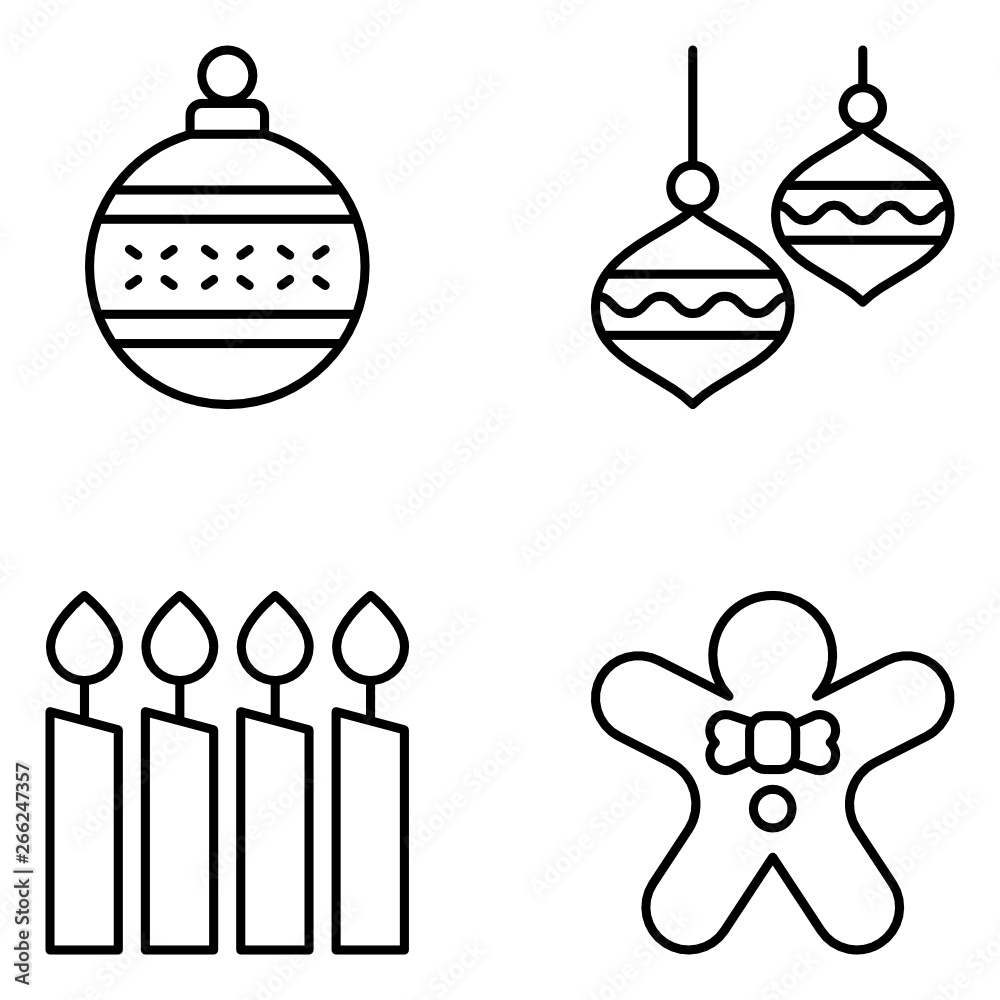 Naklejka premium Christmas Vector Line Icon Set