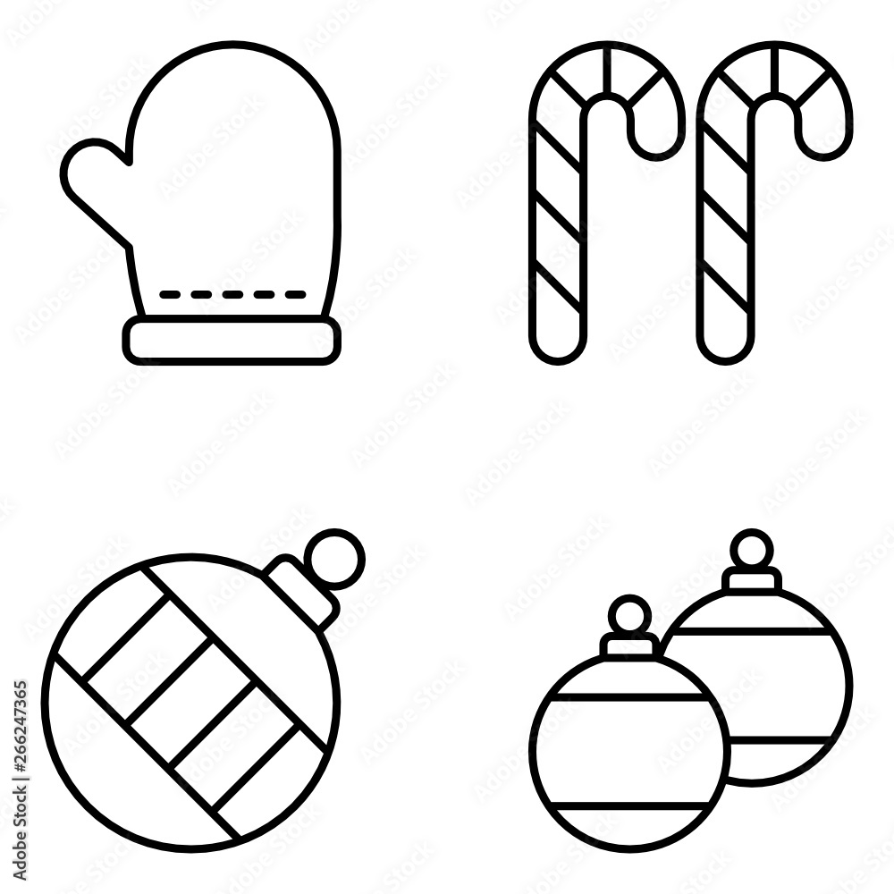 Obraz premium Christmas Vector Line Icon Set