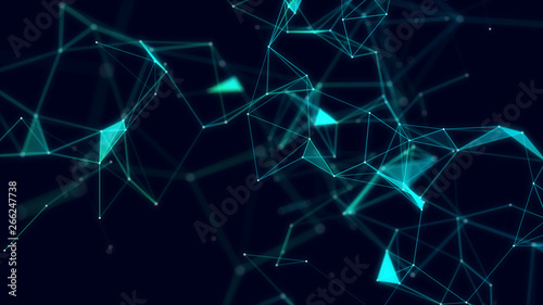 3d abstract digital technology background. Futuristic sci-fi user interface concept with gradient dots and lines. Big data, artificial intelligence, music hud. Blockchain and cryptocurrency.