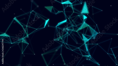 3d abstract digital technology background. Futuristic sci-fi user interface concept with gradient dots and lines. Big data, artificial intelligence, music hud. Blockchain and cryptocurrency.