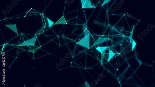 3d abstract digital technology background. Futuristic sci-fi user interface concept with gradient dots and lines. Big data, artificial intelligence, music hud. Blockchain and cryptocurrency.