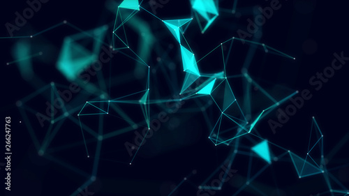 3d abstract digital technology background. Futuristic sci-fi user interface concept with gradient dots and lines. Big data, artificial intelligence, music hud. Blockchain and cryptocurrency.