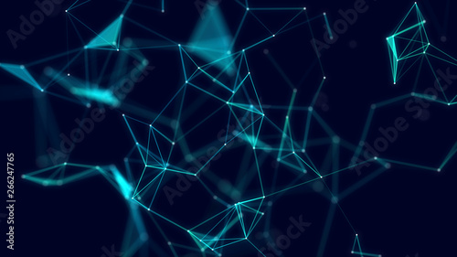 3d abstract digital technology background. Futuristic sci-fi user interface concept with gradient dots and lines. Big data, artificial intelligence, music hud. Blockchain and cryptocurrency.
