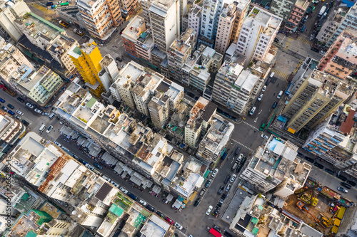 Top view of Hong Kong urban city © leungchopan